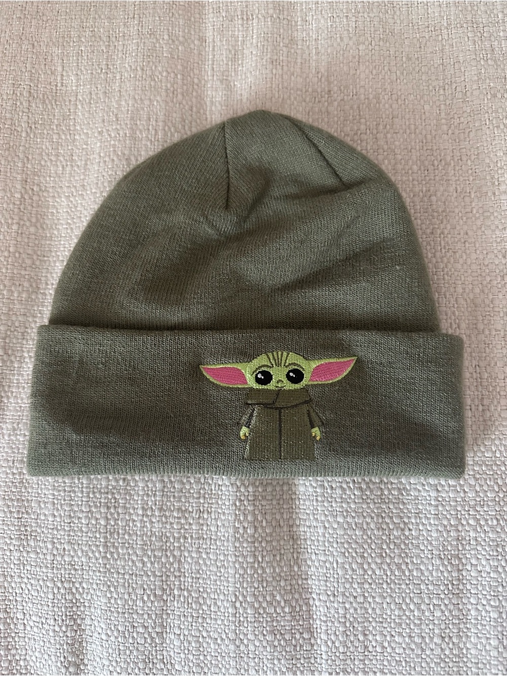 Star Wars Olive Green Beanie Hat with Grogu Embroidery